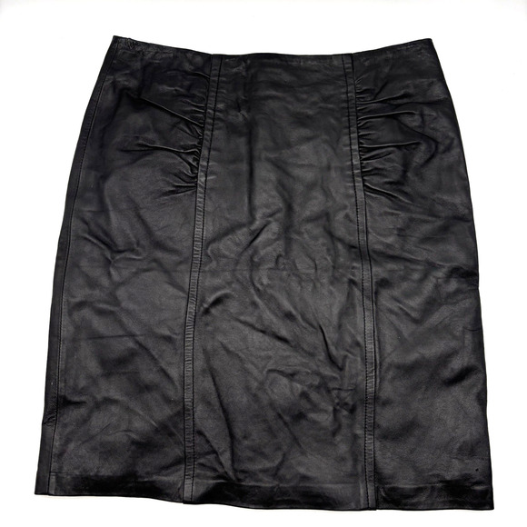 NWT 2008 in SUEDE Black 100% Genuine Leather Pencil Skirt 8 30x20.5" MSRP $230 - Picture 1 of 14